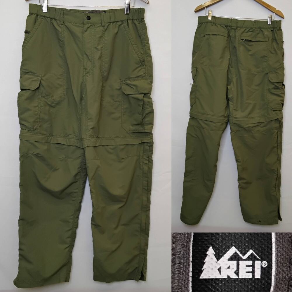 REI Co-Op Convertible Zip-Off Pants Women's L (34x30) Green Hiking #J5585